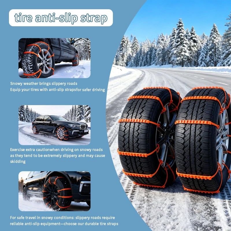 Gooyule Universal Anti-Skid Snow Tire Chains for Cars SUV Trucks - Adjustable 14-19 Inch Emergency Winter Traction Tire Chains, Easy Installation Heavy Duty Anti-Slip Ice Road Tire Chains (Orange) - Image 5
