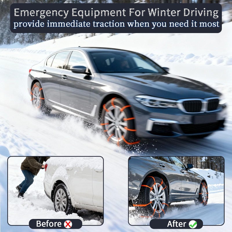 Gooyule Universal Anti-Skid Snow Tire Chains for Cars SUV Trucks - Adjustable 14-19 Inch Emergency Winter Traction Tire Chains, Easy Installation Heavy Duty Anti-Slip Ice Road Tire Chains (Orange) - Image 2