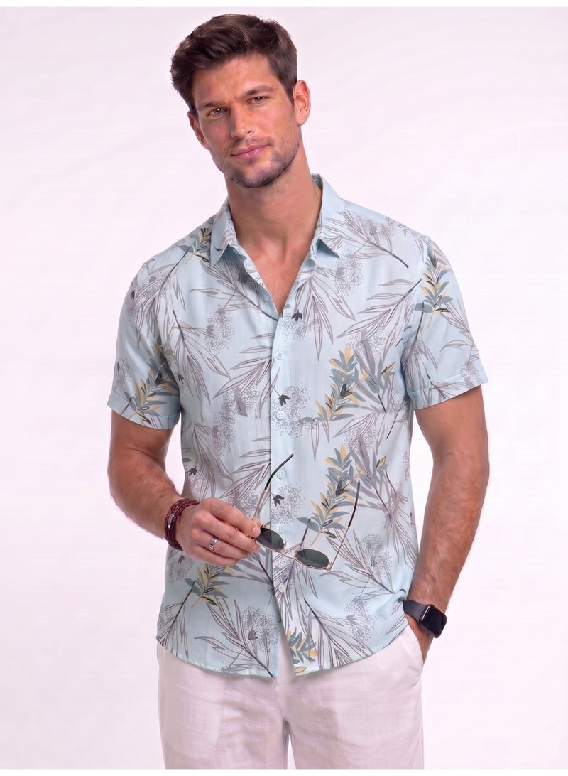 Men’s Patterned Short Sleeve Resort Collar Shirt