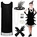 Xaatren 6 Pcs Girls 1920s Flapper Dresses Costume Set Roaring 20s Gifts Accessories Kids Birthday PartyMedium - Image 2