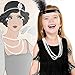 Xaatren 6 Pcs Girls 1920s Flapper Dresses Costume Set Roaring 20s Gifts Accessories Kids Birthday PartyMedium - Image 4