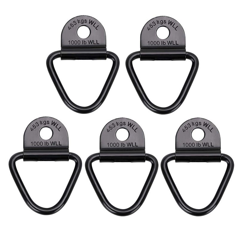 OwnMy Pack of 5 Cargo Tie Down Anchors Hooks Heavy Duty Black V Rings Bolts Forged Lashing Ring 1000 lbs Capacity Trailer Anchors Hooks