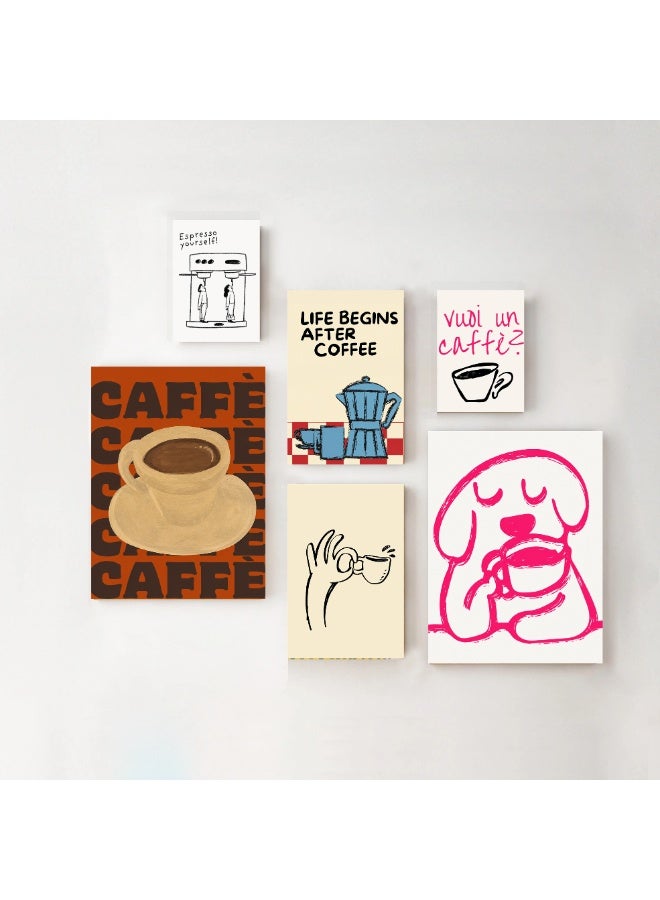Italian design Wall Art Set of 6 – for kitchen or coffee corner -funny wall art