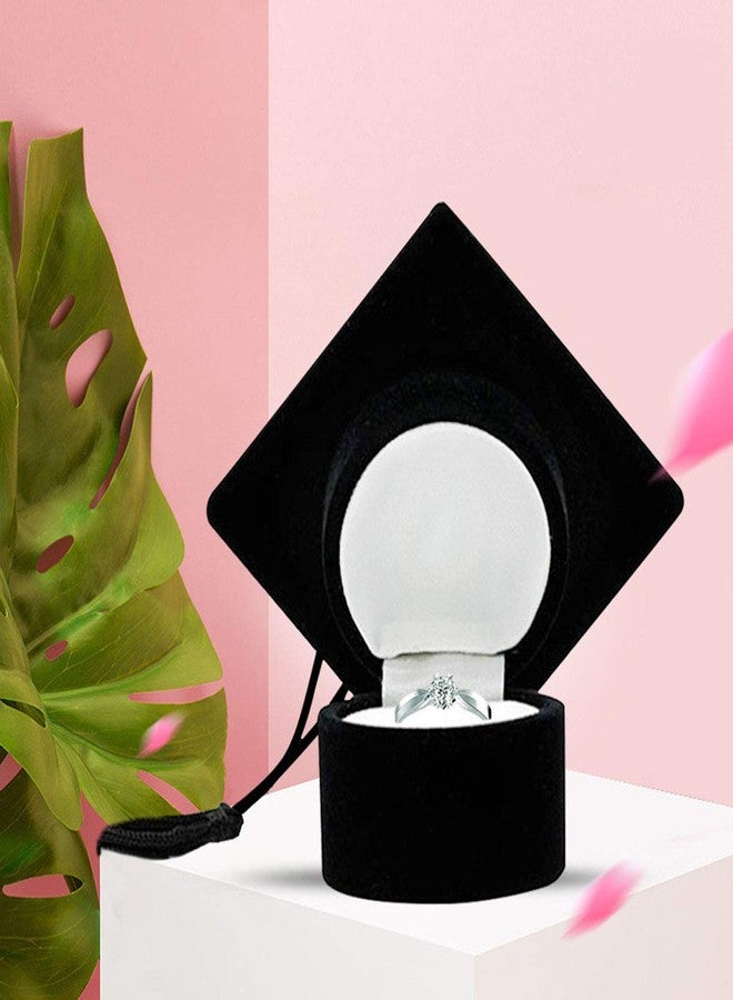 Amosfun Graduation Cap Shaped Ring Box Creative Jewelry Storage Box Ring Organizer Case Graduation for Celebration Graduation Party Supplies (Black) - Image 4