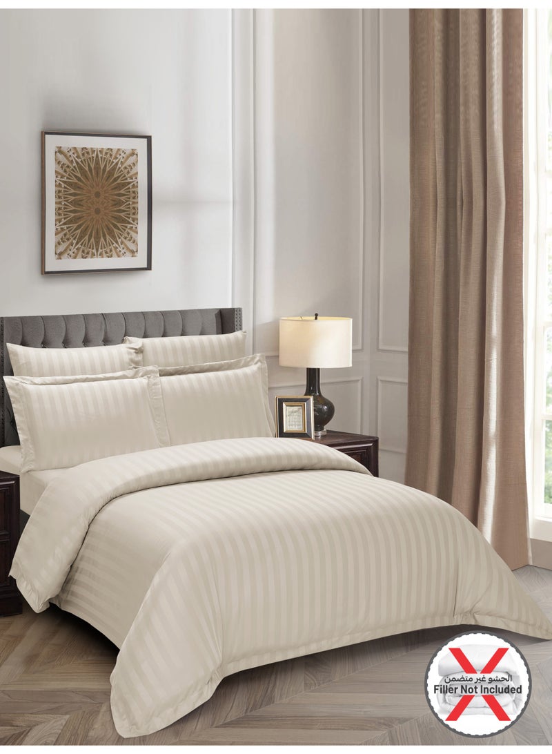 Donetella Striped Duvet Cover Set King Size 260x240 cm - 6-Pcs Bed Set, Microfiber Fabric - 1 Duvet Cover, 1 Fitted Sheet, 2 Pillow Sham, 2 Pillowcase (Filler Not Included) - Image 2