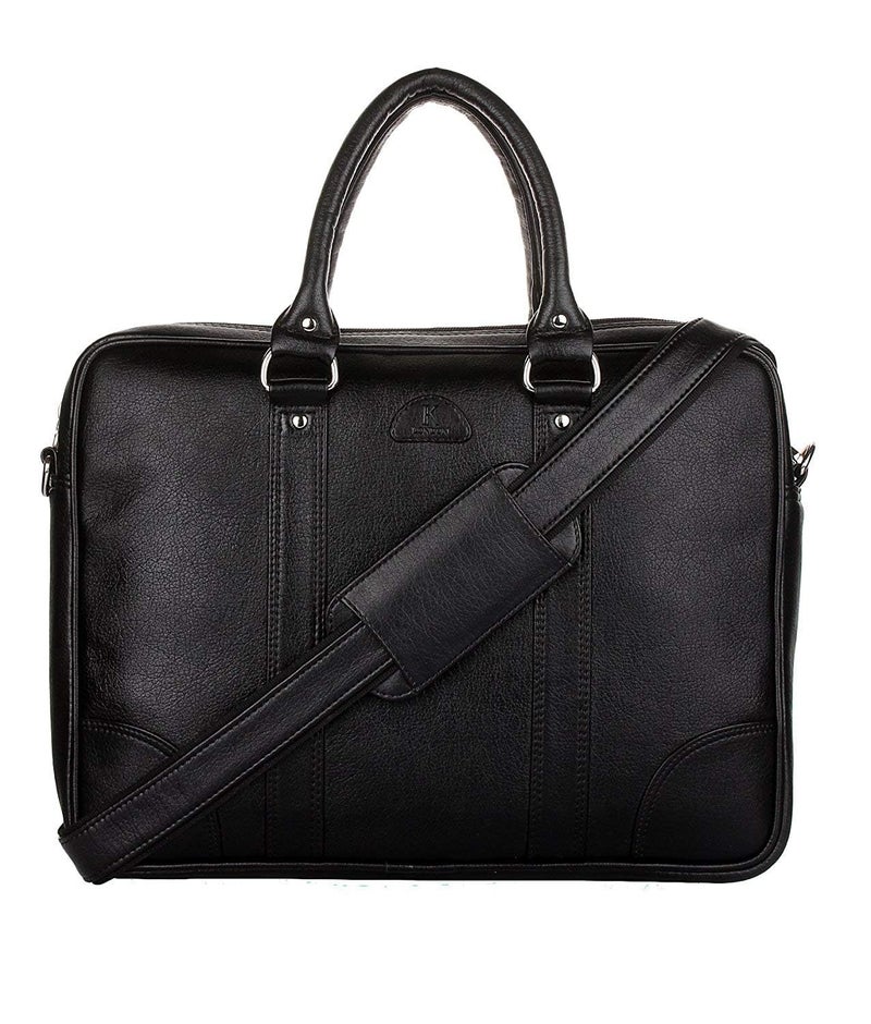 K London Professional Unisex Laptop Messenger bag|Briefcase|Office bag, Black PU Leather, Dual Handle with Shoulder Strap| Office Bag for men and women Support Upto 15 Inches (1803_Black) - Image 1