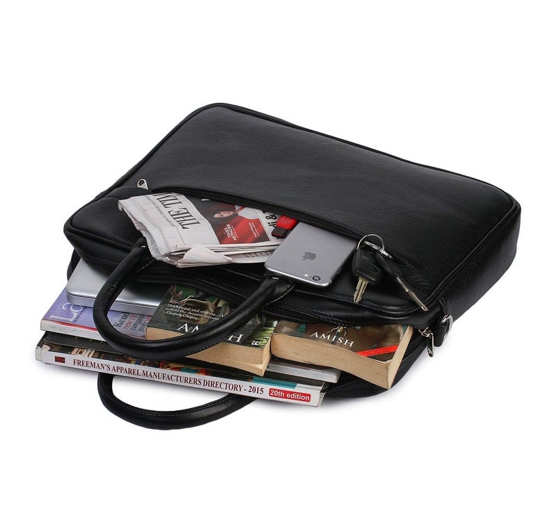 K London Professional Unisex Laptop Messenger bag|Briefcase|Office bag, Black PU Leather, Dual Handle with Shoulder Strap| Office Bag for men and women Support Upto 15 Inches (1803_Black) - Image 3