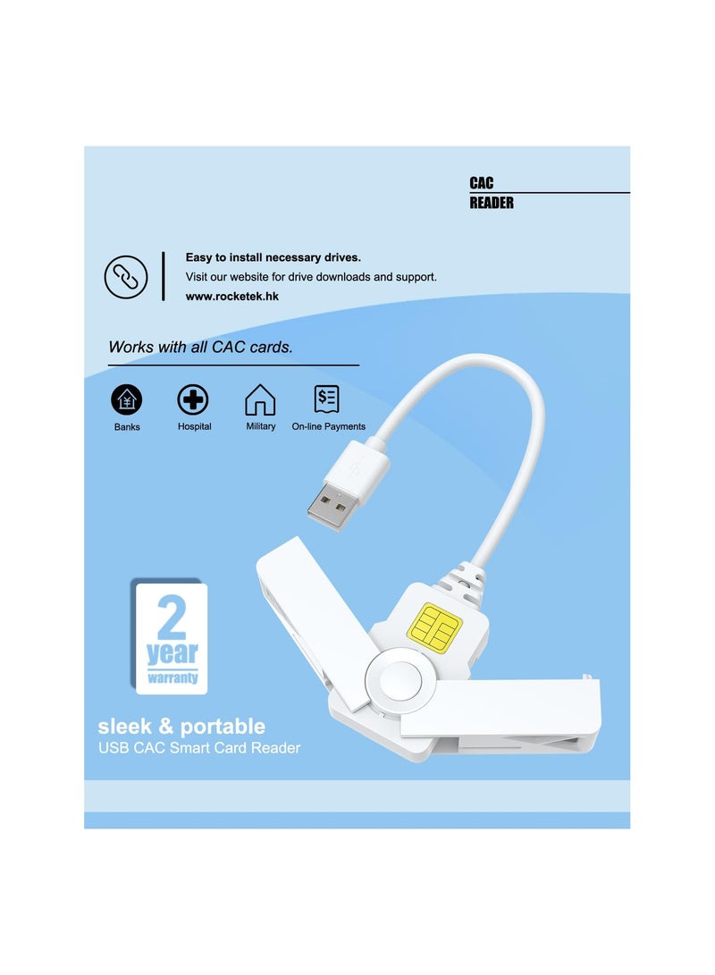 SOLARAE USB CAC Reader Military, USB Smart Card Reader, DOD Military USB Common Access CAC, Mini Fold ID, Debit, Credit CAC Memory Card Reader Compatible with Windows, Mac OS and Linux(1 Pack) - Image 3
