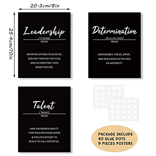 Outus 9 Pieces Inspirational Phrases Wall Art Prints Motivational Sayings Quote Poster Positive Print Decoration for Teens Adults Living Room Office Classroom College Decor, Unframed, 8 x 10 Inch (Black) - Image 2