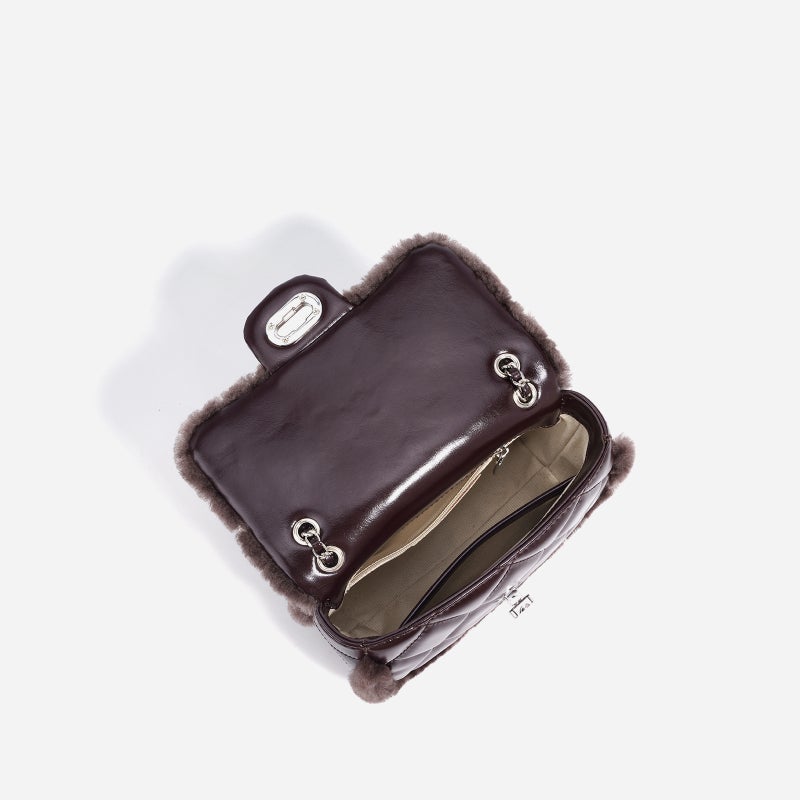 2025 Style Plush High-End Small Fragrant Square Bag Casual Rhombus Chain Bag Single Shoulder Crossbody Bag - Image 4