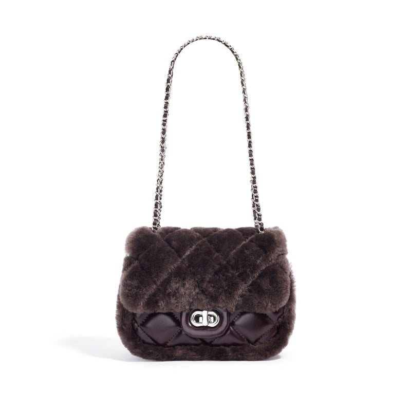 2025 Style Plush High-End Small Fragrant Square Bag Casual Rhombus Chain Bag Single Shoulder Crossbody Bag - Image 1