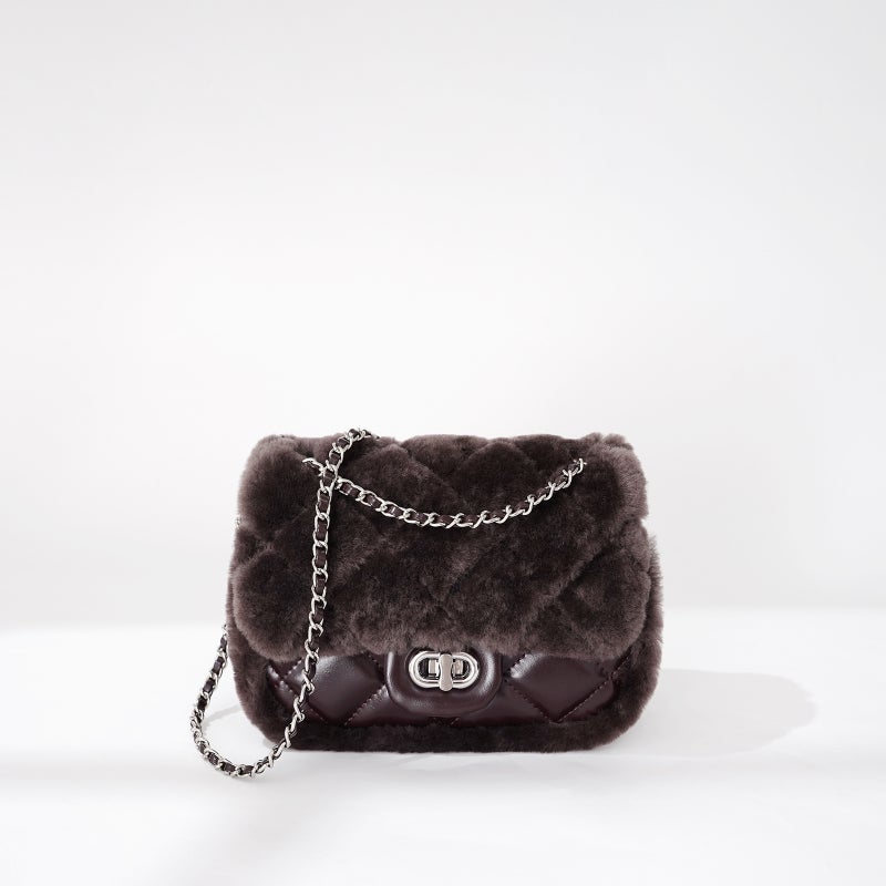 2025 Style Plush High-End Small Fragrant Square Bag Casual Rhombus Chain Bag Single Shoulder Crossbody Bag - Image 2