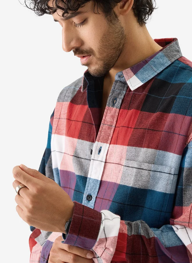 The Souled Store  The Souled Store Men Plaid Multicolor Relaxed Fit Shirt in Black, Blue, and Red  | Best Price UAE