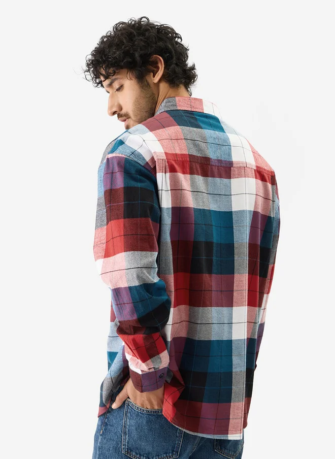 The Souled Store  The Souled Store Men Plaid Multicolor Relaxed Fit Shirt in Black, Blue, and Red  | Best Price UAE