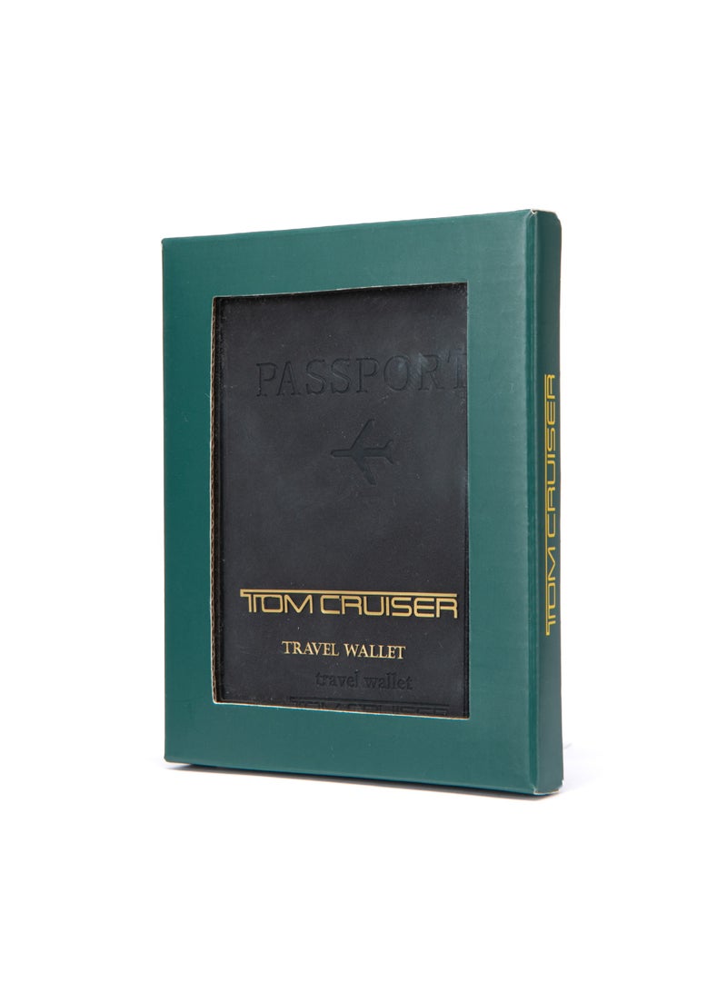 TOM CRUISER RFID Passport Holder, Slim PU Travel Wallet with Passport Pocket, 4 Card Slots, 2 SIM Slots, Cash & Boarding Pass Storage, Elastic Closure, Black - Image 5