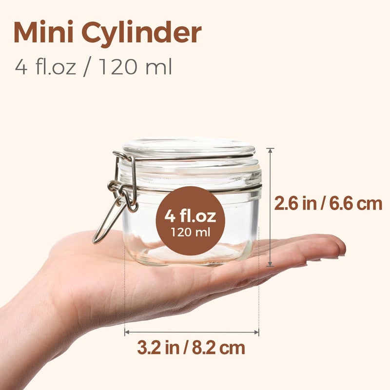 ComSaf 4oz Small Airtight Glass Jars Set of 6 with Lids Food Storage Jar Round, Mason Jar, Mini Storage Container with Clear Preserving Seal Wire Clip Fastening for Kitchen Canning, Jam, Spice, Honey - Image 2