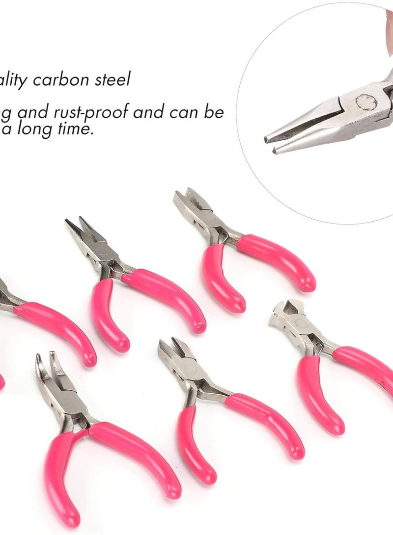 GGOOT 6pack Mini Jewelry Plier Tool Kit Set, with Soft Grip Handles Wire Cutters, Round Bent Nose Pliers Tools for Beading, Repair Hardware Tools  - Image 2
