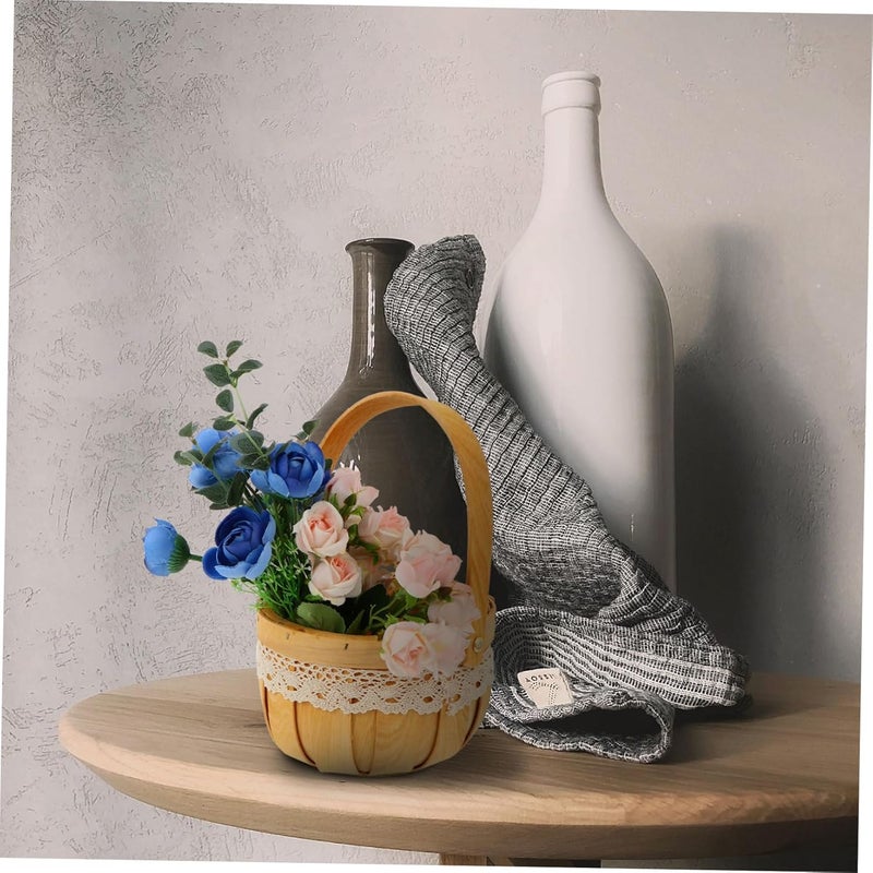 PRETYZOOM 1pc Hand-woven Flower Storage Basket for Home and Event Decoration Portable Natural Material Organizer for Toys and Items Stylish Indoor and Outdoor Use - Image 4