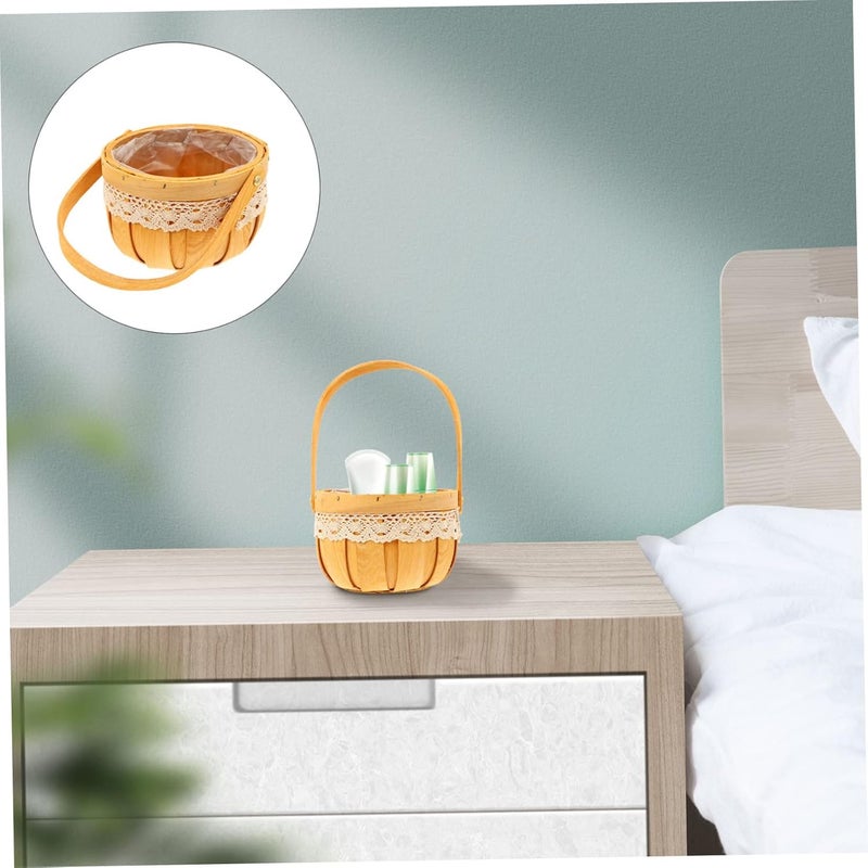 PRETYZOOM 1pc Hand-woven Flower Storage Basket for Home and Event Decoration Portable Natural Material Organizer for Toys and Items Stylish Indoor and Outdoor Use - Image 3