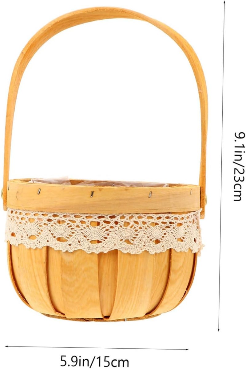 PRETYZOOM 1pc Hand-woven Flower Storage Basket for Home and Event Decoration Portable Natural Material Organizer for Toys and Items Stylish Indoor and Outdoor Use - Image 2