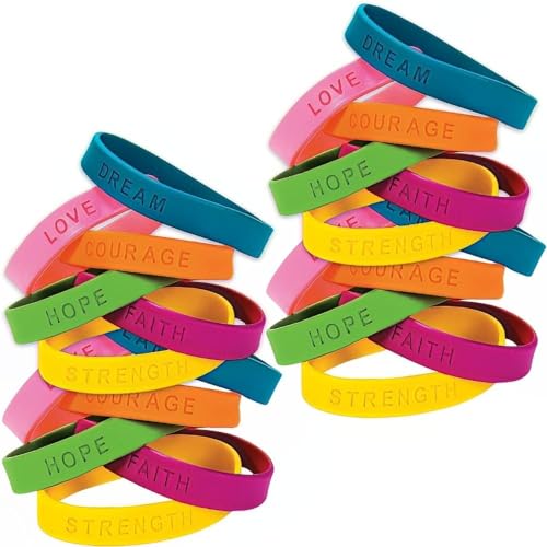 Fun Express Inspirational Sayings Bracelets 24 pieces Assorted Colors - Image 1