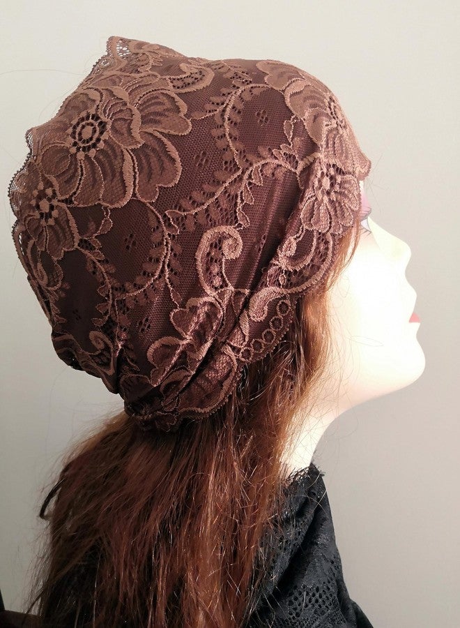Oyabridal Vintage Wide Lace Headbands for Women Elastic Lace Halloween Headband Party Accessories (Floral-Brown) - Image 4
