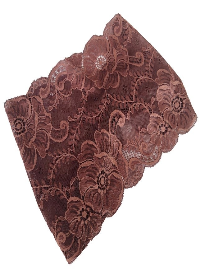 Oyabridal Vintage Wide Lace Headbands for Women Elastic Lace Halloween Headband Party Accessories (Floral-Brown) - Image 1