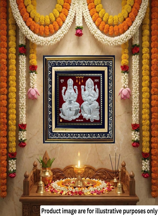 ARTSMINE 999 Silver Ganesh Lakshmi Photo Frame | Pooja Room, Home & Office Decor | With Silver Purity Certificate | Wedding & Corporate Gift | Size 22 × 22 CM (8.5 × 8 Inch) - Image 4
