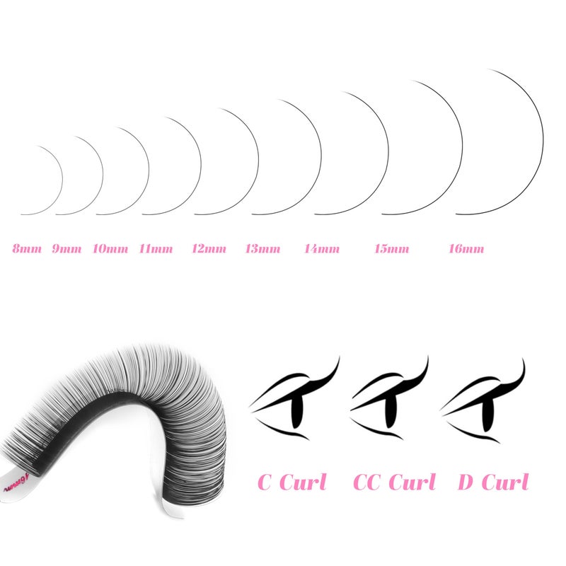 VEYES INC Cashmere Luxe Lashes - Tapered Tips Volume Lash Extension Trays B/C/CC/D/M/J Curl, 0.03-0.05, 8-17mm | Matte Black Professional Eyelash Supplies for Lash Techs (0.03 D 8-16mm) - Image 5