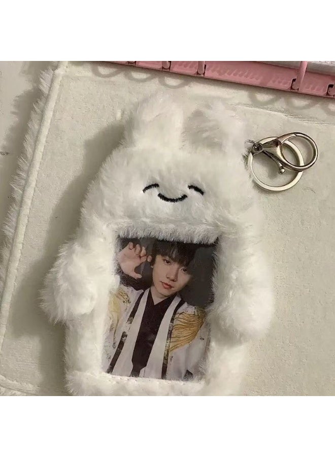 NIBEMINENT 1 - Piece Happy Rabbit Kpop Photo Card Holder Pendant Key Chain ID Badge Holder ID Card Holder Photo Card Protector for School ID Office ID Access Card for Women Girls - Image 1