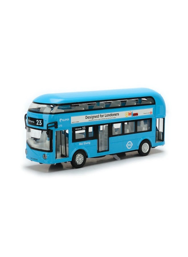 xozgdovg 1:50 Alloy Car Model Large Retro Double-decker Bus Huili Sound And Light Special Effects Boy Cartoon Toy Car-Color:Blue Vintage Bus  - Image 1