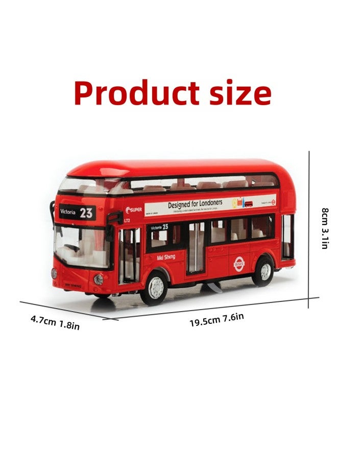 xozgdovg 1:50 Alloy Car Model Large Retro Double-decker Bus Huili Sound And Light Special Effects Boy Cartoon Toy Car-Color:Blue Vintage Bus  - Image 3