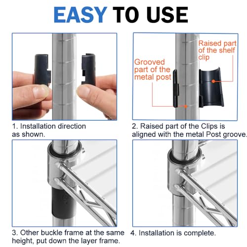 Takngjd Wire Shelf Clips - 28 Pack Wire Shelf Clips Shelving Sleeves, Wire Shelving Shelf Lock Clips for 3/4" Post Shelvings Sleeves Replacements for Wire Shelving System - Image 3