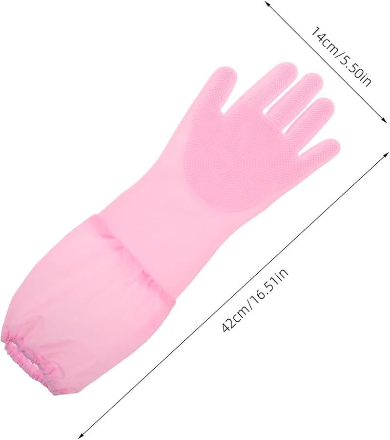 Long Silicone Kitchen Gloves Extended Arm Protection Dishwashing Cleaning Reusable - Image 3