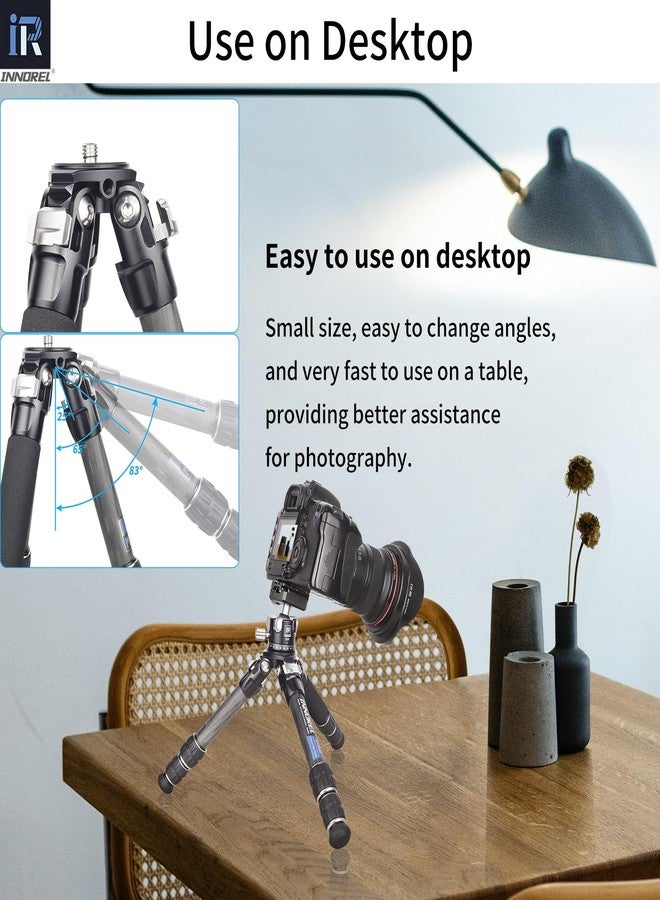 INNOREL 10-Layer Carbon Fiber Mini Tripod CT223C Desktop Tripod with Low Position Macro Shooting, Tabletop Camera Stand, Compact Lightweight Portable for Digital DSLR, DV Video, Max Load 22lb/10kg - Image 4