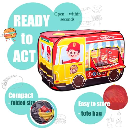 Cecailin Pop Up Tent for KidsFood Truck Play TentLarge Easy to Organize Lemonade Stand for KidsFood Truck ToyBirthday Gift for Girls BoysCan Be Played with by 23 Kids - Image 5
