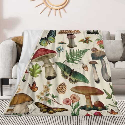 MIBOI Mushroom Blanket Gifts for Women Soft Cozy Fleece Flannel Mushroom Throw Blanket All-Season for Sofa Couch Cottagecore Room Decor Blankets for Adults Teen 60"x50" Inches - Image 1