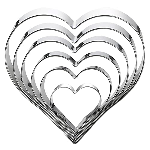 Maykito Heart Cookie Cutter Set-6 Pieces in Gratuated Size-Stainless Steel - Image 1