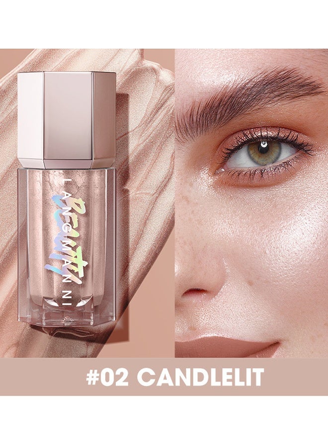 LANGMANNI Glow Bloom Liquid Highlighter Glow Bloom Highlighter Shimmer Glitter Illuminating Cheek High Gloss Finish Face Highlighter Moisturizing Glitter Liquid Highlighter 02 - Image 2