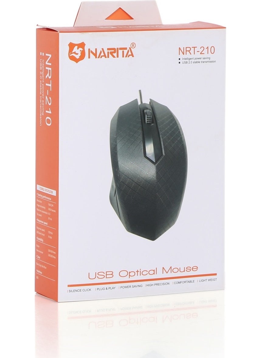 Narita NRT-210 1000DPI Black Optical Wired Mouse  - Image 2