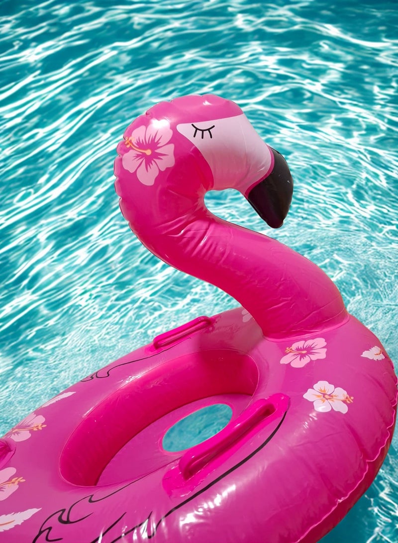 Flamingo Swimming Tube With Holder For Kids Swimming Learning Ring For Girls And Boys Swimming Tube Inflatable Swim Ring For 3 And Above Size 75cm  - Image 2