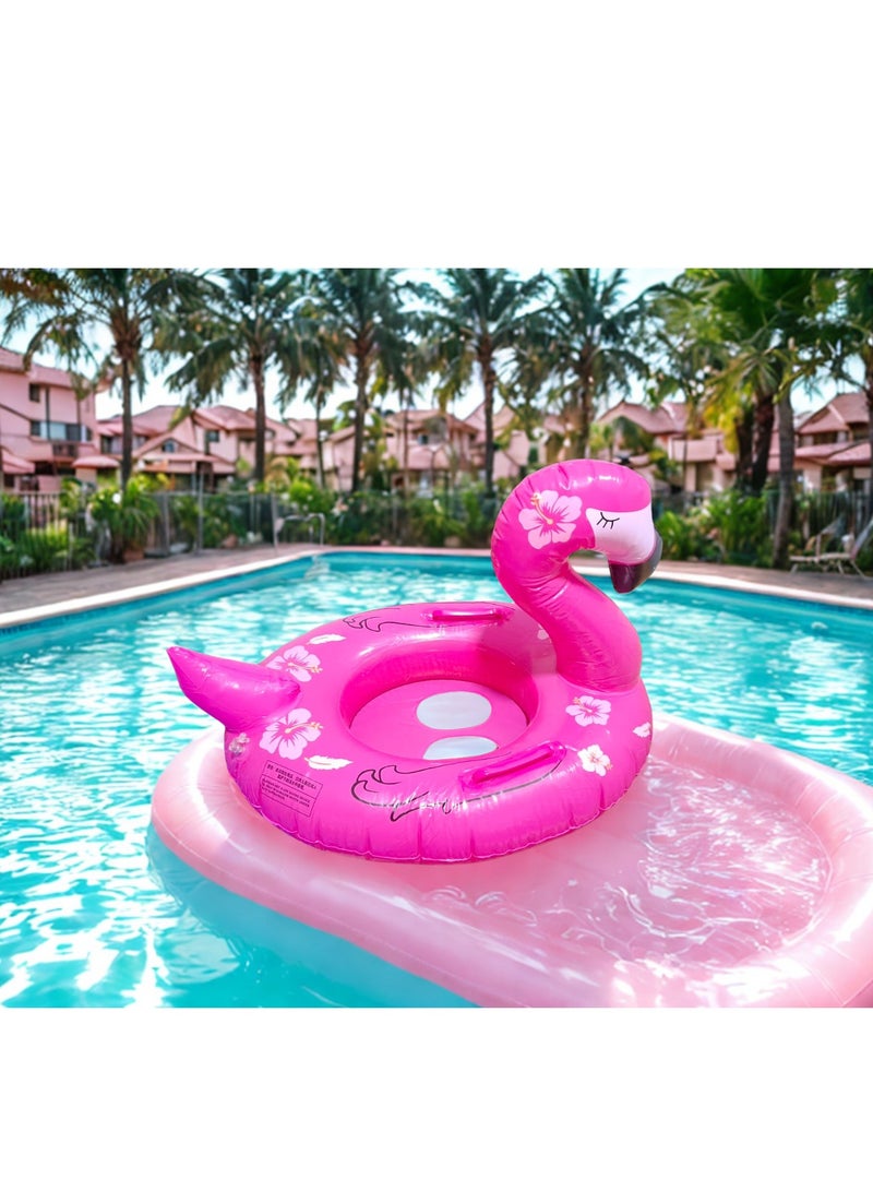 Flamingo Swimming Tube With Holder For Kids Swimming Learning Ring For Girls And Boys Swimming Tube Inflatable Swim Ring For 3 And Above Size 75cm  - Image 1