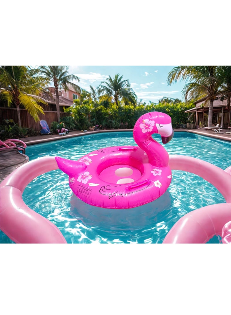 Flamingo Swimming Tube With Holder For Kids Swimming Learning Ring For Girls And Boys Swimming Tube Inflatable Swim Ring For 3 And Above Size 75cm  - Image 3