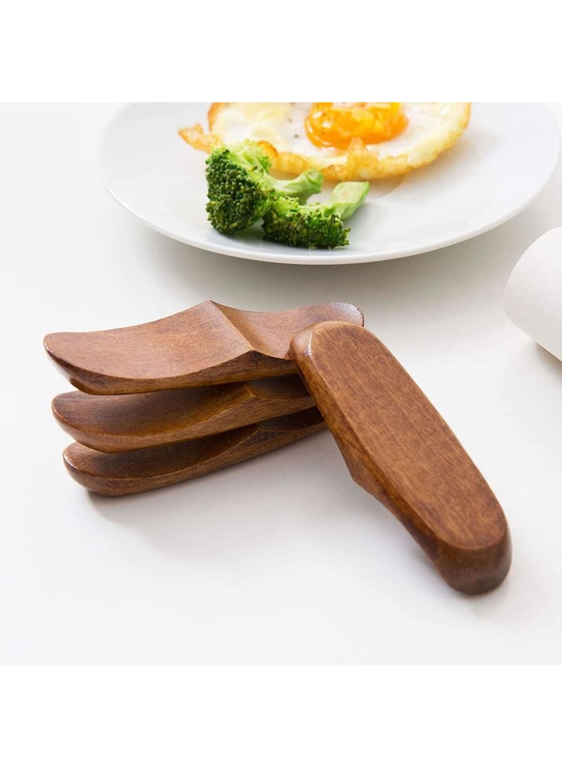 SYOSI حامل عيدان تناول الطعام الخشبية 6 قطع، شكل وسادة بسيط لحامل عيدان تناول الطعام للعشاء، ملعقة وشوكة، مثالي لتزيين طاولة المطبخ وإكسسوارات الطعام، مثالي للوجبات العائلية والمناسبات الخاصة - Image 1