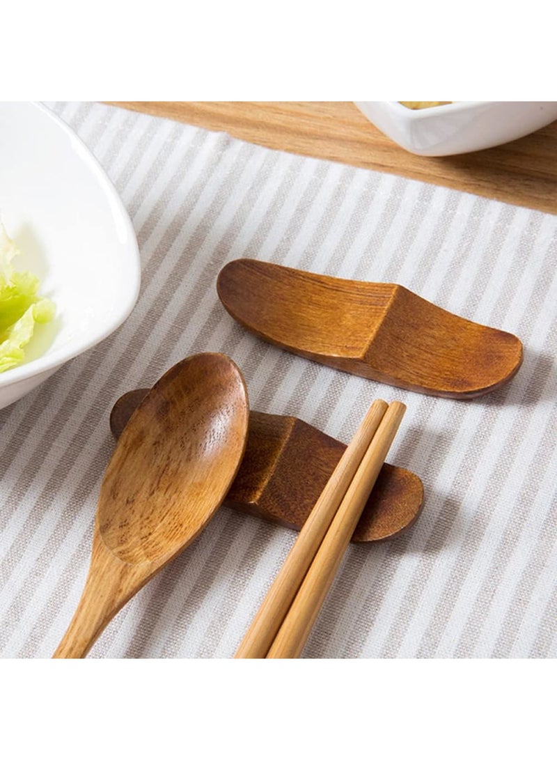 SYOSI حامل عيدان تناول الطعام الخشبية 6 قطع، شكل وسادة بسيط لحامل عيدان تناول الطعام للعشاء، ملعقة وشوكة، مثالي لتزيين طاولة المطبخ وإكسسوارات الطعام، مثالي للوجبات العائلية والمناسبات الخاصة - Image 4