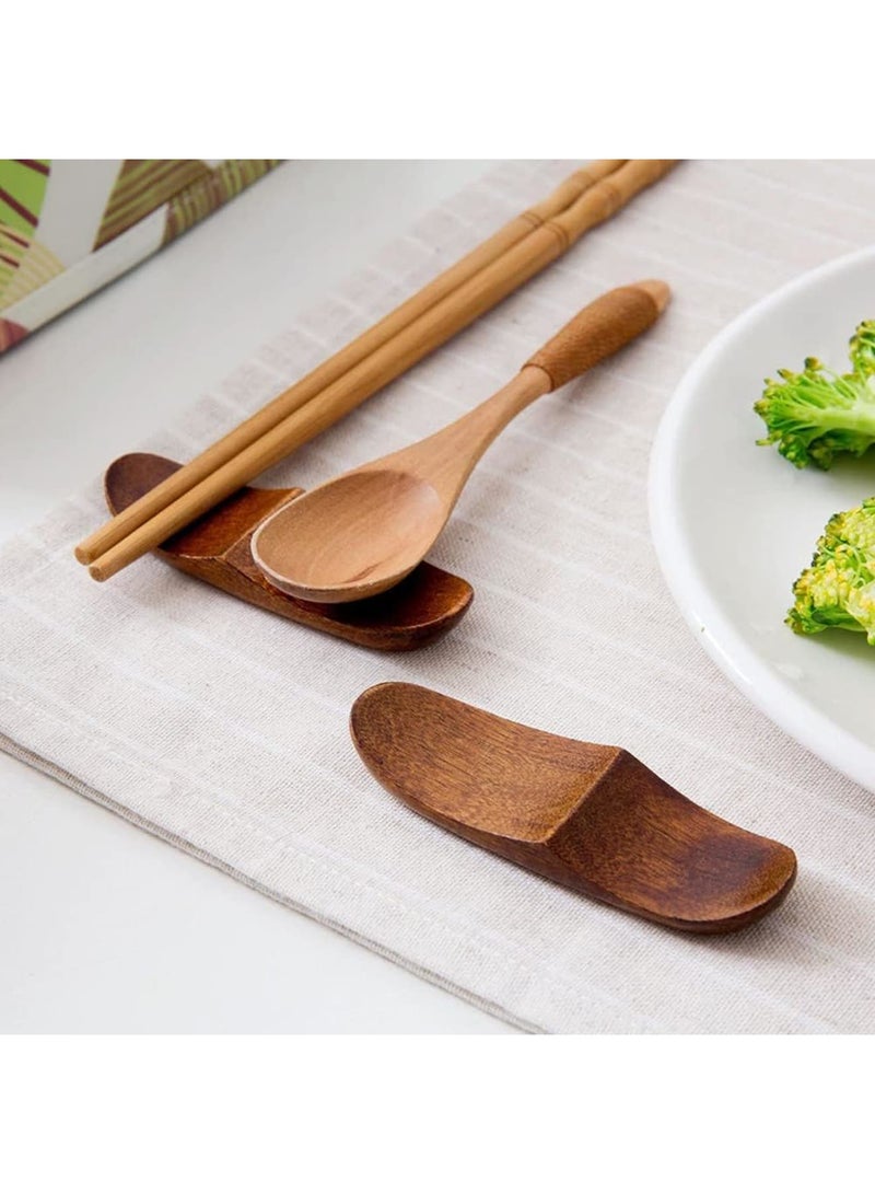 SYOSI حامل عيدان تناول الطعام الخشبية 6 قطع، شكل وسادة بسيط لحامل عيدان تناول الطعام للعشاء، ملعقة وشوكة، مثالي لتزيين طاولة المطبخ وإكسسوارات الطعام، مثالي للوجبات العائلية والمناسبات الخاصة - Image 5