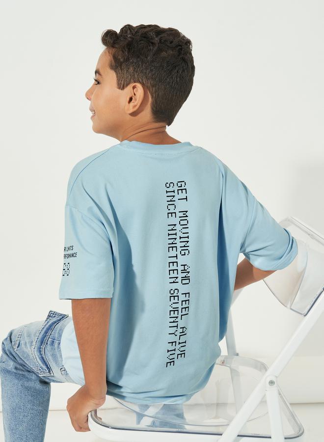 Styli Graphic Print Round Neck Oversized T-shirt  - Image 1