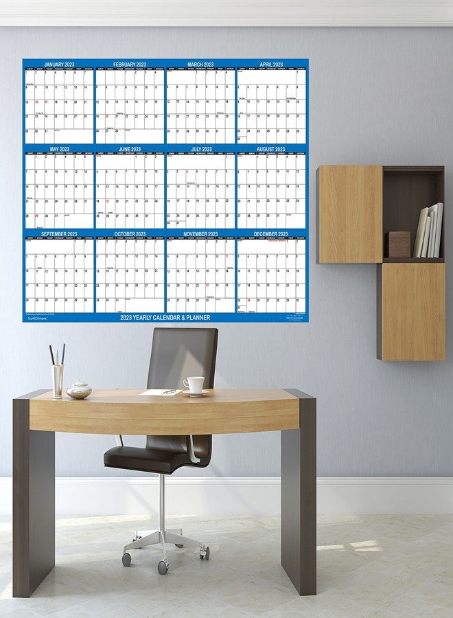 Swiftmaps 36" x 54" SwiftGlimpse 2026 Wall Calendar Erasable Large Wet & Dry Erase Laminated 12 Month Annual Yearly Wall Planner, Horizontal, Navy - Image 3