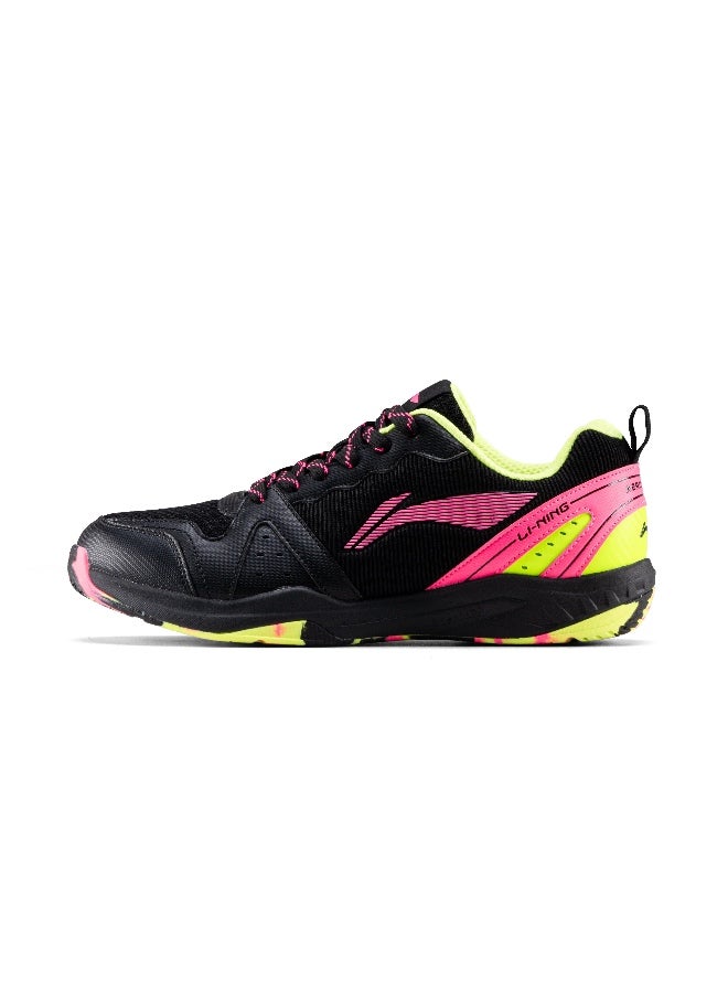 Li-Ning Lining Aero Flow Badminton Shoes Unisex-adult Non Marking Lightweight & Durable (Black/Lime/Fuchsia EUR- 39) 6937461100700 - Image 1