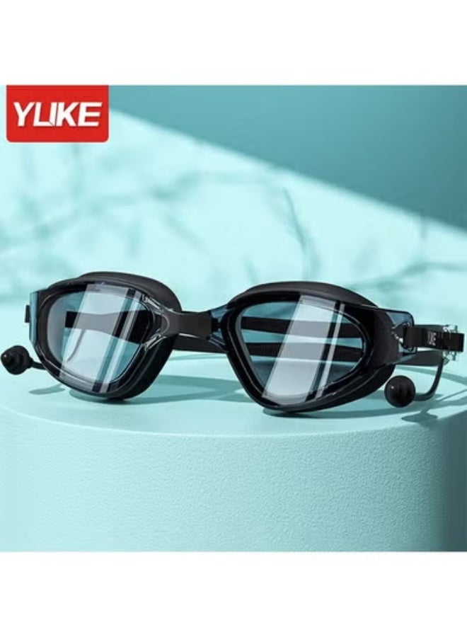 YUKE HD Anti-Fog Waterproof Large-Frame Swimming Goggles for Men and Women - Universal Fit with Integrated Earplugs | Includes Replacement Nose Bridge + Exclusive Goggle Case | Wide-Angle Frame | Superior Anti-Fog Technology | Easily Adjustable Straps - Image 1